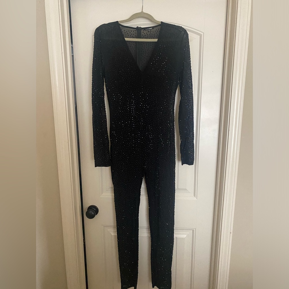 FASHION NOVA rhinestone mesh jumpsuit